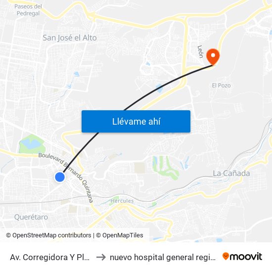 Av. Corregidora Y Plaza Dorada to nuevo hospital general regional imss 260 map