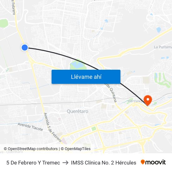 5 De Febrero Y Tremec to IMSS Clínica No. 2 Hércules map