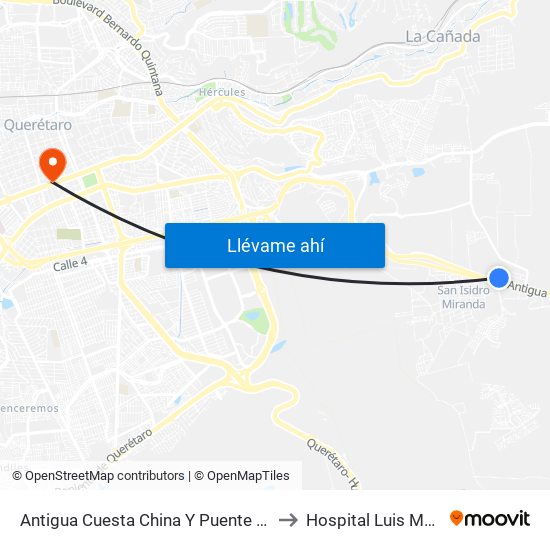 Antigua Cuesta China Y Puente Conin to Hospital Luis Martin map