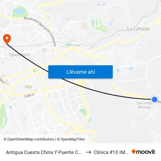 Antigua Cuesta China Y Puente Conin to Clínica #10 IMSS map