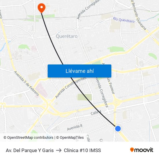 Av. Del Parque Y Garis to Clínica #10 IMSS map