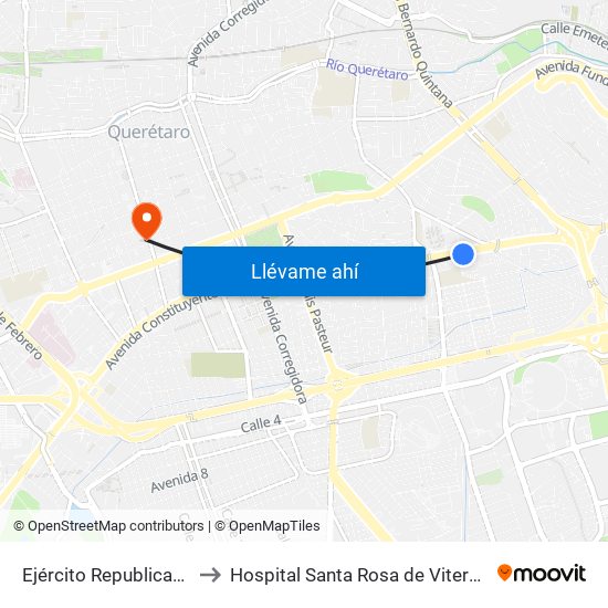 Ejército Republicano to Hospital Santa Rosa de Viterbo map