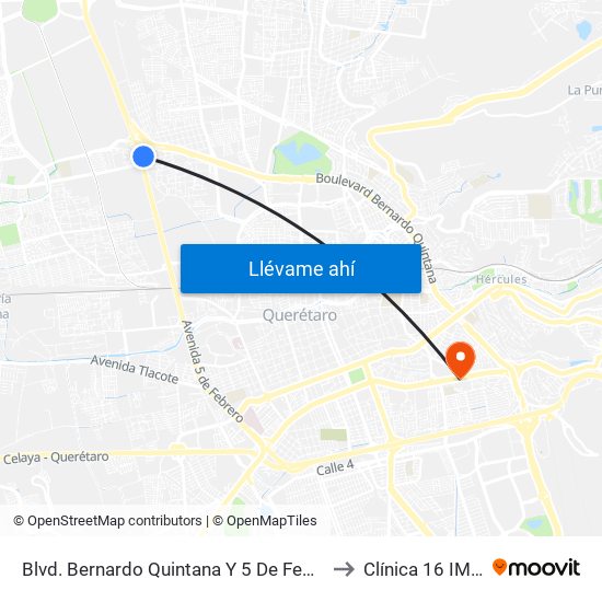 Blvd. Bernardo Quintana Y 5 De Febrero to Clínica 16 IMSS map