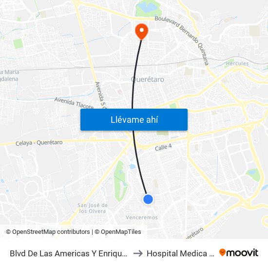 Blvd De Las Americas Y Enrique Bordes to Hospital Medica EBOR map