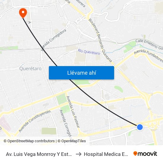 Av. Luis Vega Monrroy Y Estadio to Hospital Medica EBOR map