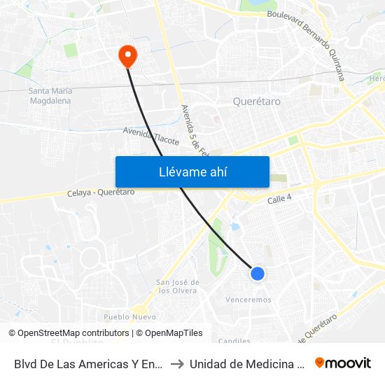 Blvd De Las Americas Y Enrique Bordes to Unidad de Medicina Familiar #9 map