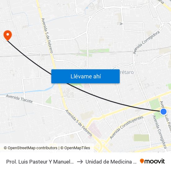 Prol. Luis Pasteur Y Manuel Gomez Morin to Unidad de Medicina Familiar #9 map