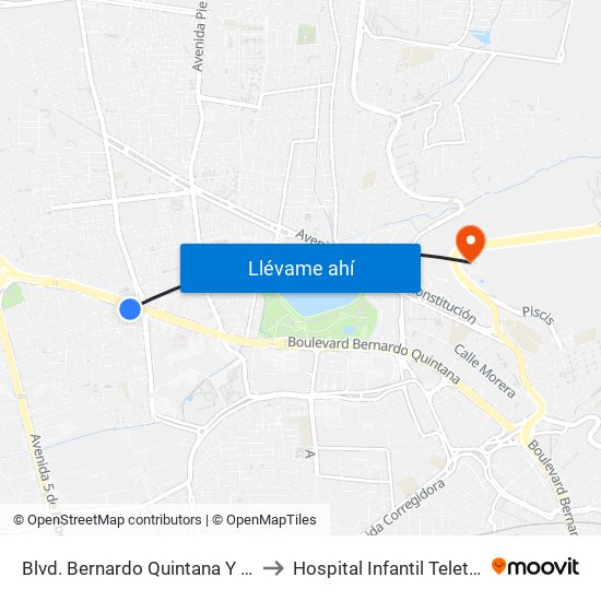 Blvd. Bernardo Quintana Y Loma De San Pablo to Hospital Infantil Teleton de Oncología map