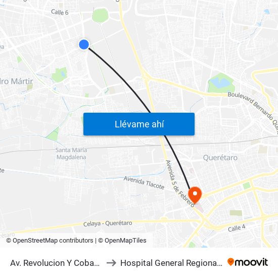 Av. Revolucion Y Cobaq Satelite to Hospital General Regional #1 IMSS map