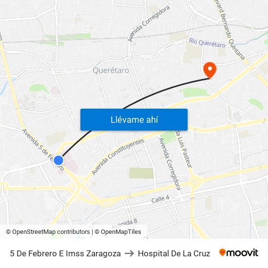 5 De Febrero E Imss Zaragoza to Hospital De La Cruz map