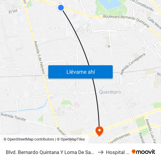 Blvd. Bernardo Quintana Y Loma De San Pablo to Hospital H+ map