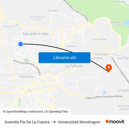 Avenida Pie De La Cuesta to Universidad Mondragon map