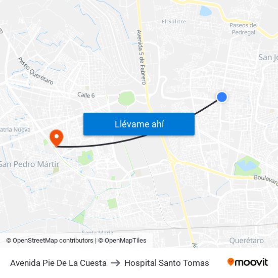 Avenida Pie De La Cuesta to Hospital Santo Tomas map