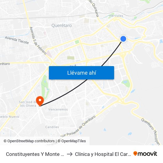 Constituyentes Y Monte Sinai to Clínica y Hospital El Carmen map