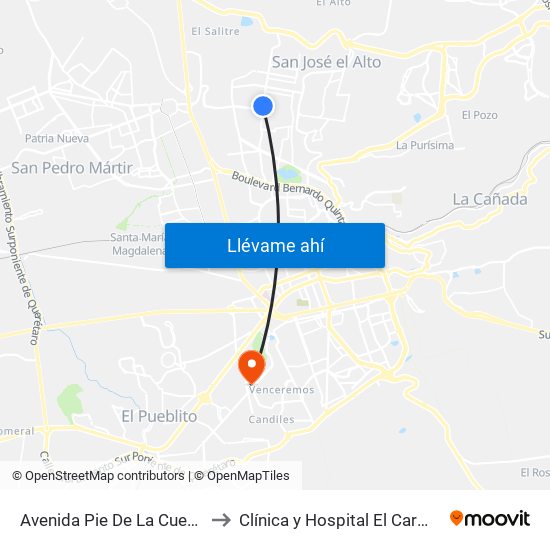 Avenida Pie De La Cuesta to Clínica y Hospital El Carmen map