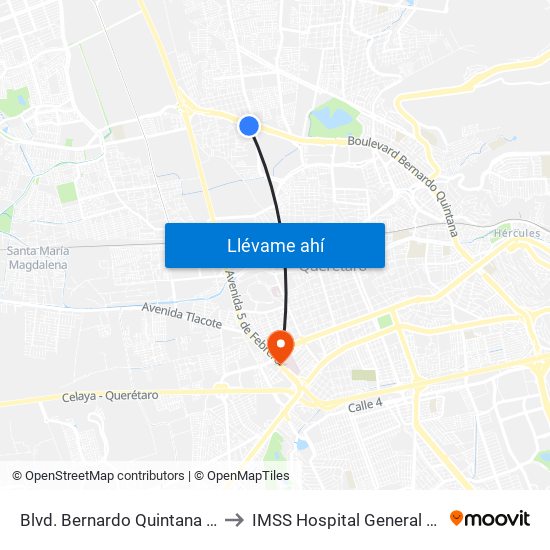 Blvd. Bernardo Quintana Y Loma De San Pablo to IMSS Hospital General Regional 1 Querétaro map