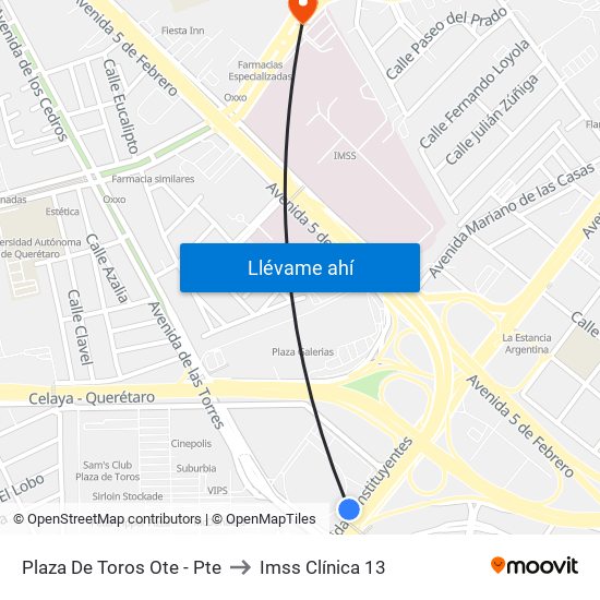 Plaza De Toros Ote - Pte to Imss Clínica 13 map