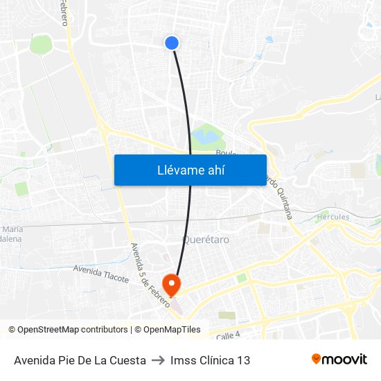 Avenida Pie De La Cuesta to Imss Clínica 13 map