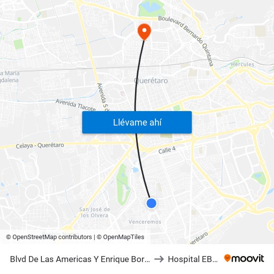 Blvd De Las Americas Y Enrique Bordes to Hospital EBOR map