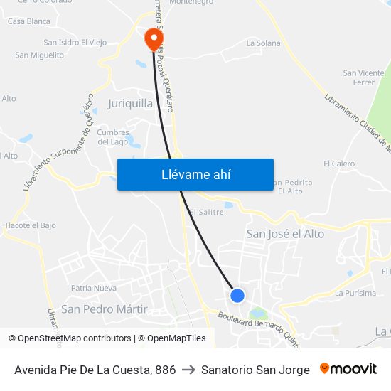 Avenida Pie De La Cuesta, 886 to Sanatorio San Jorge map