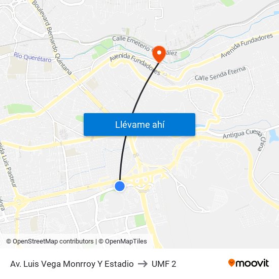Av. Luis Vega Monrroy Y Estadio to UMF 2 map