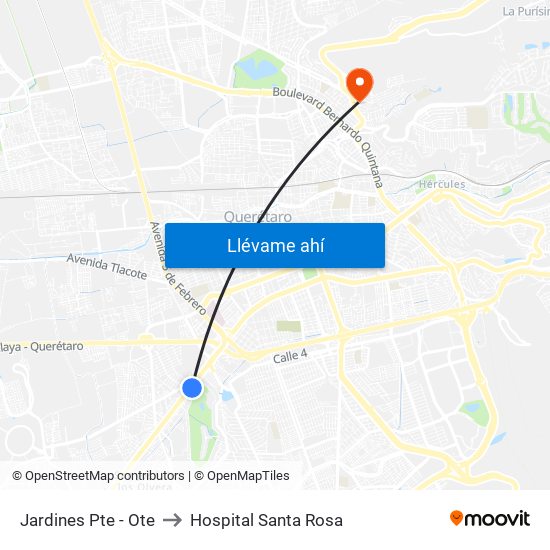 Jardines Pte - Ote to Hospital Santa Rosa map