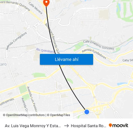 Av. Luis Vega Monrroy Y Estadio to Hospital Santa Rosa map