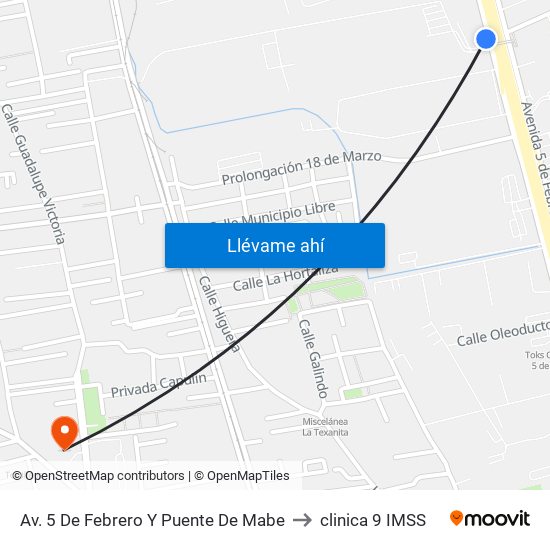 Av. 5 De Febrero Y Puente De Mabe to clinica 9 IMSS map