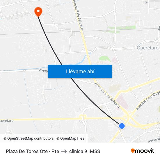 Plaza De Toros Ote - Pte to clinica 9 IMSS map