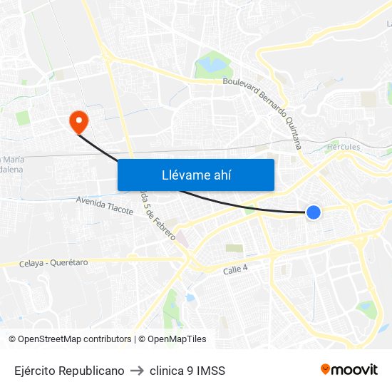 Ejército Republicano to clinica 9 IMSS map