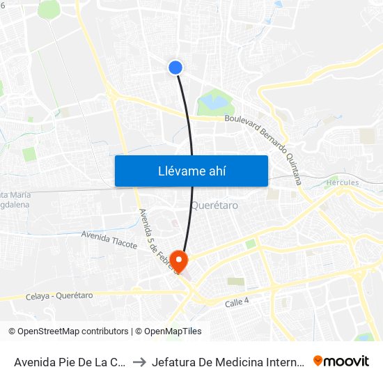 Avenida Pie De La Cuesta, 886 to Jefatura De Medicina Interna HGR 1 IMSS map