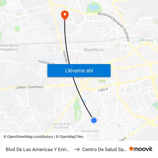 Blvd De Las Americas Y Enrique Bordes to Centro De Salud San Pablo map