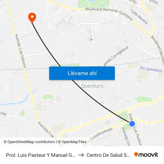 Prol. Luis Pasteur Y Manuel Gomez Morin to Centro De Salud San Pablo map