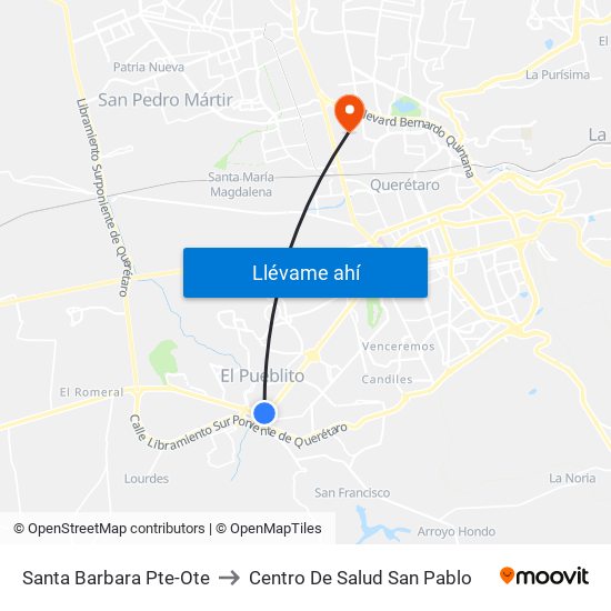 Santa Barbara Pte-Ote to Centro De Salud San Pablo map
