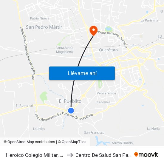 Heroico Colegio Militar, 86b to Centro De Salud San Pablo map