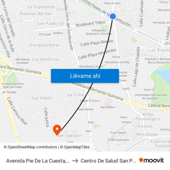 Avenida Pie De La Cuesta, 886 to Centro De Salud San Pablo map