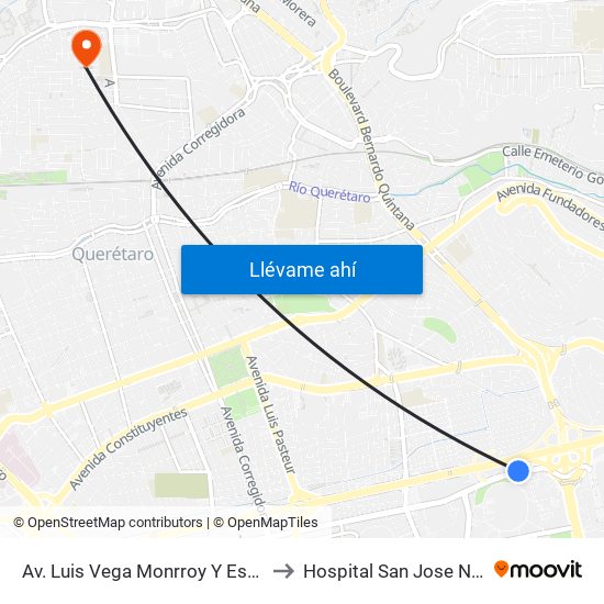 Av. Luis Vega Monrroy Y Estadio to Hospital San Jose Norte map