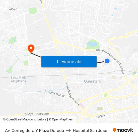 Av. Corregidora Y Plaza Dorada to Hospital San José map