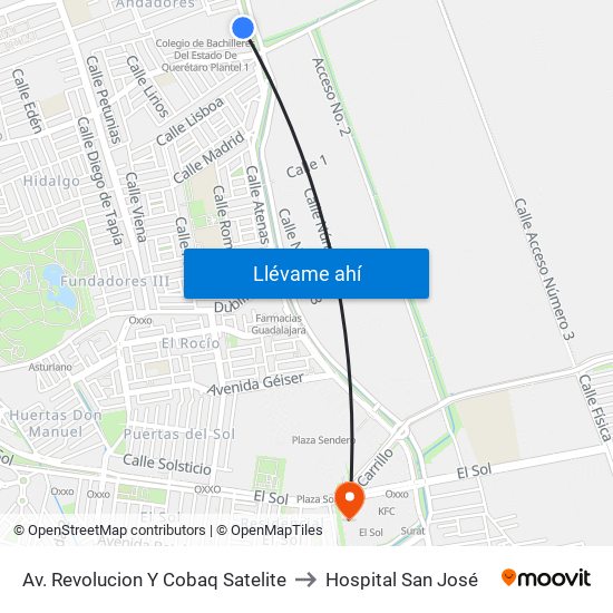 Av. Revolucion Y Cobaq Satelite to Hospital San José map