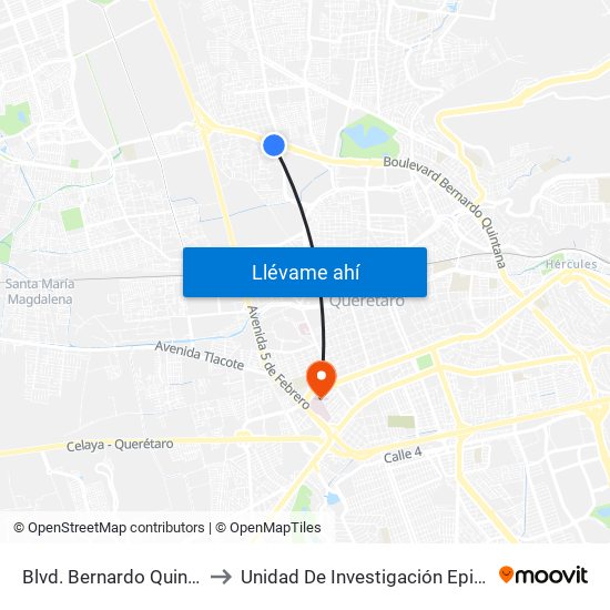 Blvd. Bernardo Quintana Y Loma De San Pablo to Unidad De Investigación Epidemiológica Y En Servicios De Salud map