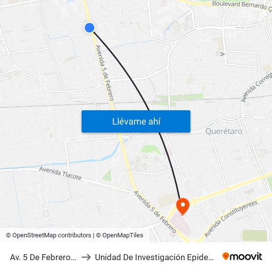 Av. 5 De Febrero Y Puente De Mabe to Unidad De Investigación Epidemiológica Y En Servicios De Salud map