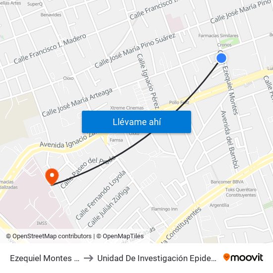 Ezequiel Montes Y José Ma. Arteaga to Unidad De Investigación Epidemiológica Y En Servicios De Salud map