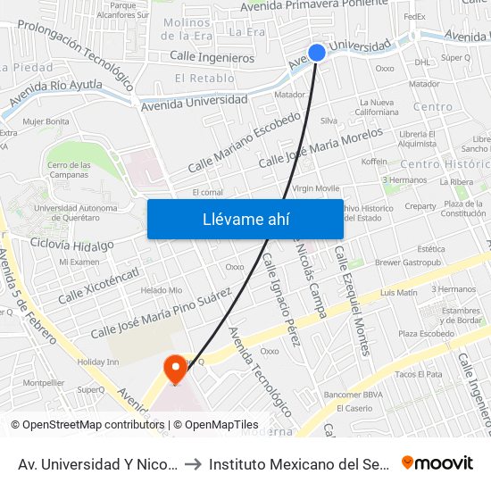 Av. Universidad Y Nicolas Bravo to Instituto Mexicano del Seguro Social map