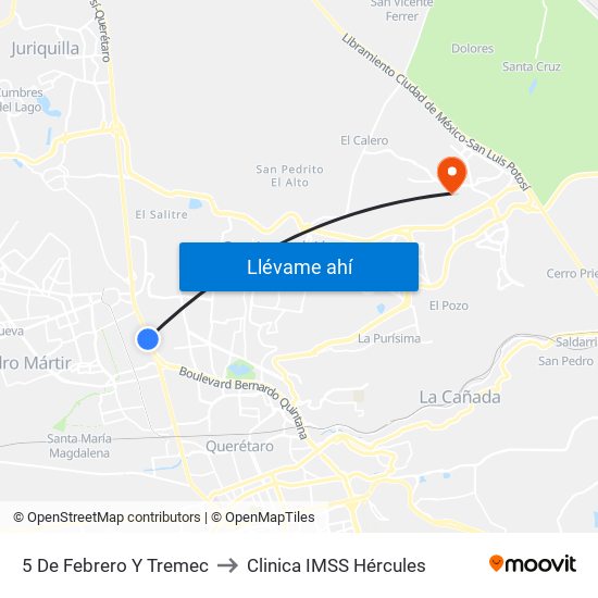 5 De Febrero Y Tremec to Clinica IMSS Hércules map