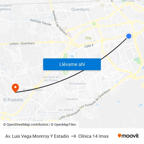 Av. Luis Vega Monrroy Y Estadio to Clínica 14 Imss map