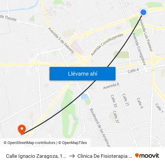 Calle Ignacio Zaragoza, 109_4 to Clínica De Fisioterapia UAQ map