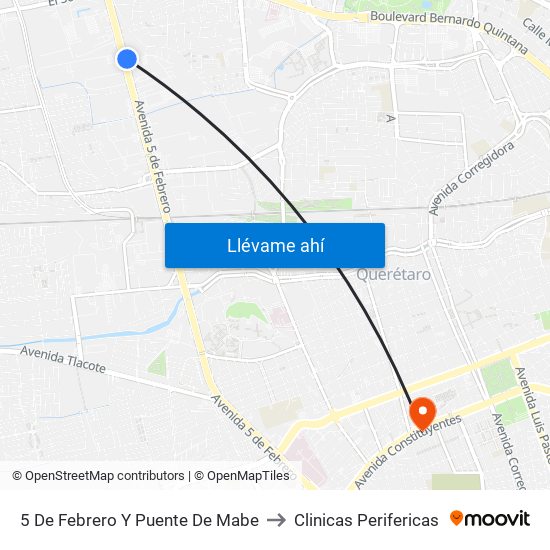5 De Febrero Y Puente De Mabe to Clinicas Perifericas map