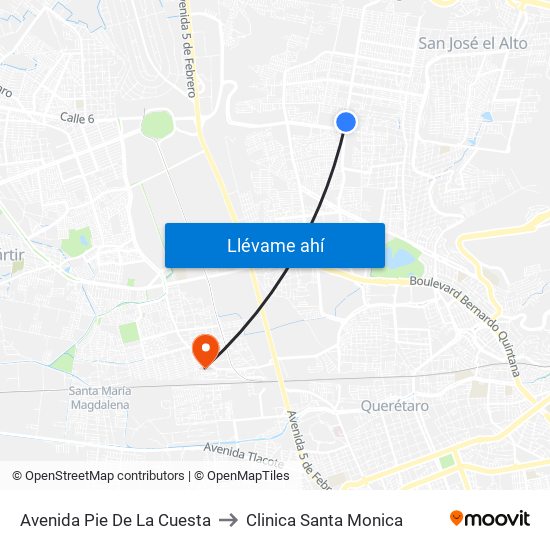 Avenida Pie De La Cuesta to Clinica Santa Monica map