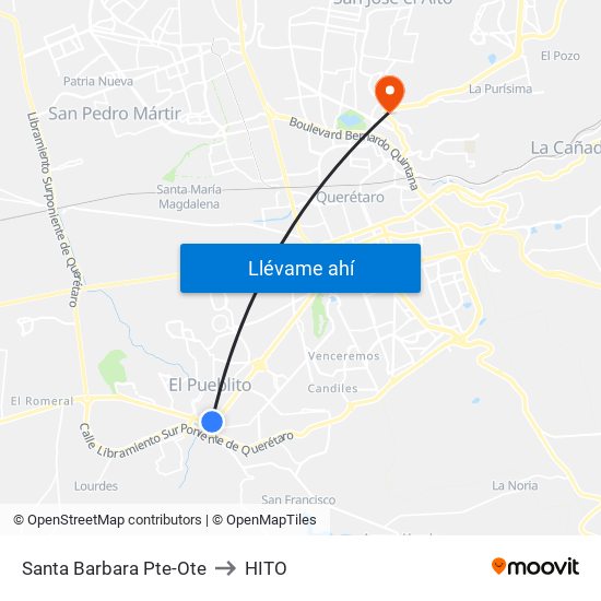 Santa Barbara Pte-Ote to HITO map