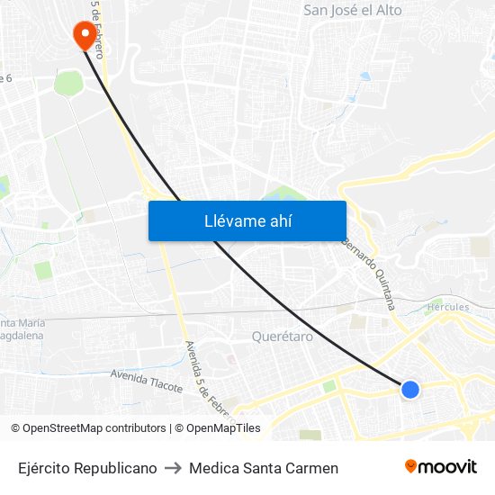 Ejército Republicano to Medica Santa Carmen map